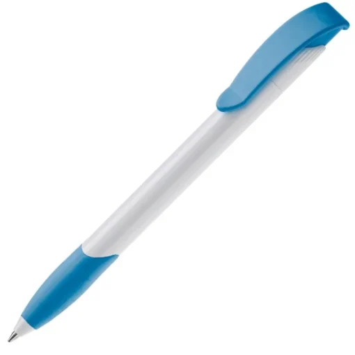 Gift Campaign Penna in plastica bianca con clip ad arco colorata e inchiostro blu> Penne Di Plastica