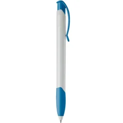 Gift Campaign Penna in plastica bianca con clip ad arco colorata e inchiostro blu></noscript> Penne Di Plastica