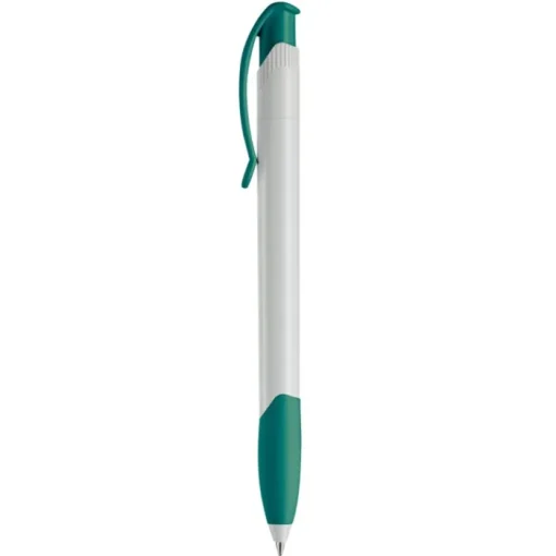 Gift Campaign Penna in plastica bianca con clip ad arco colorata e inchiostro blu> Penne Di Plastica