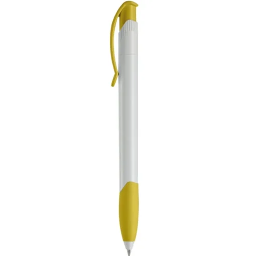 Gift Campaign Penna in plastica bianca con clip ad arco colorata e inchiostro blu> Penne Di Plastica