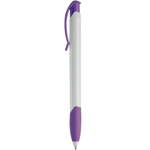 Gift Campaign Penna in plastica bianca con clip ad arco colorata e inchiostro blu> Penne Di Plastica