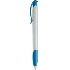 Gift Campaign Penna in plastica bianca con clip ad arco colorata e inchiostro blu></noscript> Penne Di Plastica