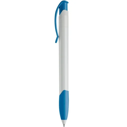 Gift Campaign Penna in plastica bianca con clip ad arco colorata e inchiostro blu> Penne Di Plastica