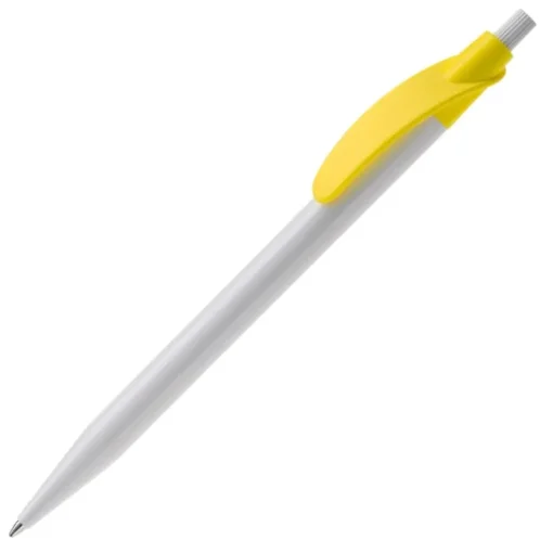 Gift Campaign Penna in plastica bianca con clip arcuata colorato e inchiostro blu> Penne Di Plastica