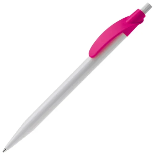 Gift Campaign Penna in plastica bianca con clip arcuata colorato e inchiostro blu> Penne Di Plastica