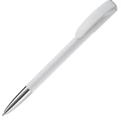 Gift Campaign Penna in plastica bianca con clip ricurva colorata e inchiostro blu> Penne Di Plastica