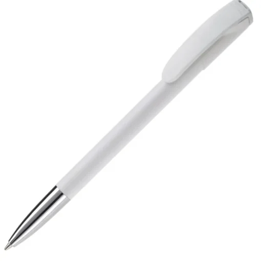 Gift Campaign Penna in plastica bianca con clip ricurva colorata e inchiostro blu> Penne Di Plastica