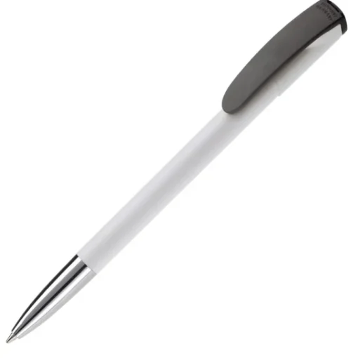 Gift Campaign Penna in plastica bianca con clip ricurva colorata e inchiostro blu> Penne Di Plastica