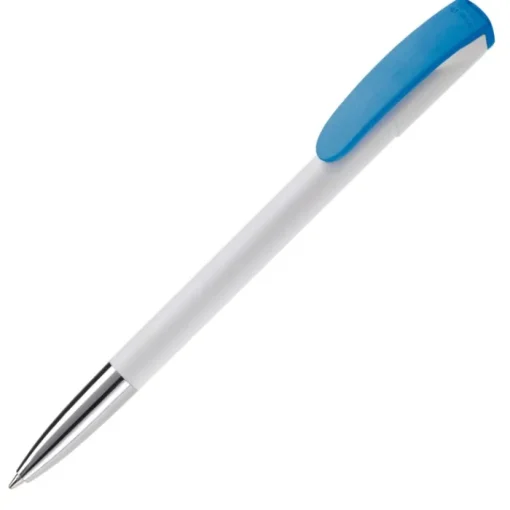 Gift Campaign Penna in plastica bianca con clip ricurva colorata e inchiostro blu> Penne Di Plastica