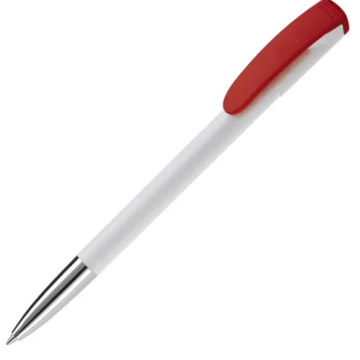 Gift Campaign Penna in plastica bianca con clip ricurva colorata e inchiostro blu> Penne Di Plastica