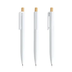 Gift Campaign Penna in plastica riciclata con pulsante in bambù inchiostro blu> Penne Ecologiche|Penne Di Plastica
