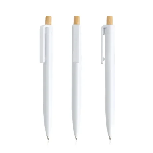 Gift Campaign Penna in plastica riciclata con pulsante in bambù inchiostro blu> Penne Ecologiche|Penne Di Plastica