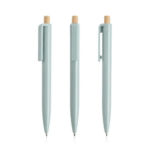 Gift Campaign Penna in plastica riciclata con pulsante in bambù inchiostro blu> Penne Ecologiche|Penne Di Plastica