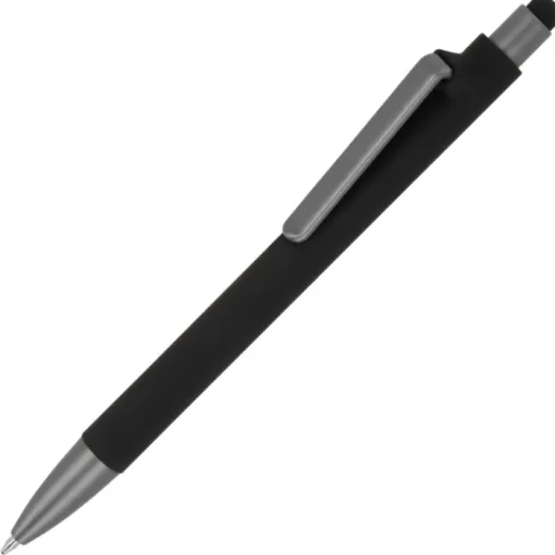 Gift Campaign Penna in plastica riciclata con gommino touch nero e inchiostro blu> Penne Ecologiche|Penne Di Plastica