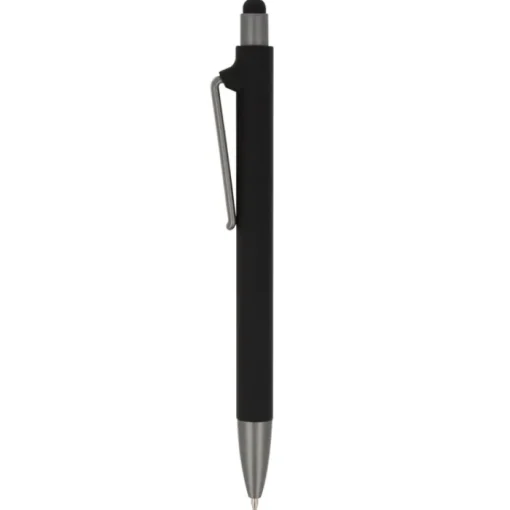 Gift Campaign Penna in plastica riciclata con gommino touch nero e inchiostro blu> Penne Ecologiche|Penne Di Plastica