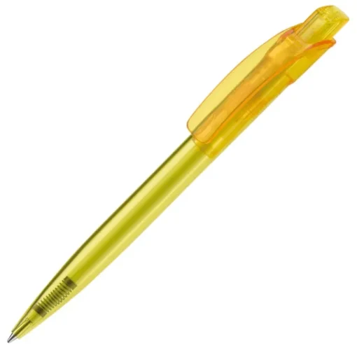 Gift Campaign Penna in plastica trasparente con pulsante squadrato e inchiostro blu> Penne Di Plastica