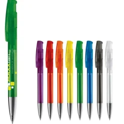 Gift Campaign Penna in plastica trasparente con punta metallica e inchiostro blu></noscript> Penne Di Plastica