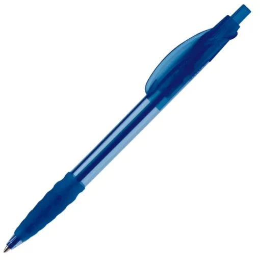 Gift Campaign Penna in plastica trasparente con impugnatura in gomma inchiostro blu> Penne Di Plastica