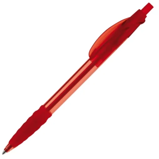 Gift Campaign Penna in plastica trasparente con impugnatura in gomma inchiostro blu> Penne Di Plastica