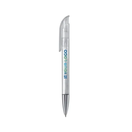 Gift Campaign Penna in plastica trasparente con puntale in metallo e inchiostro blu> Penne Di Plastica
