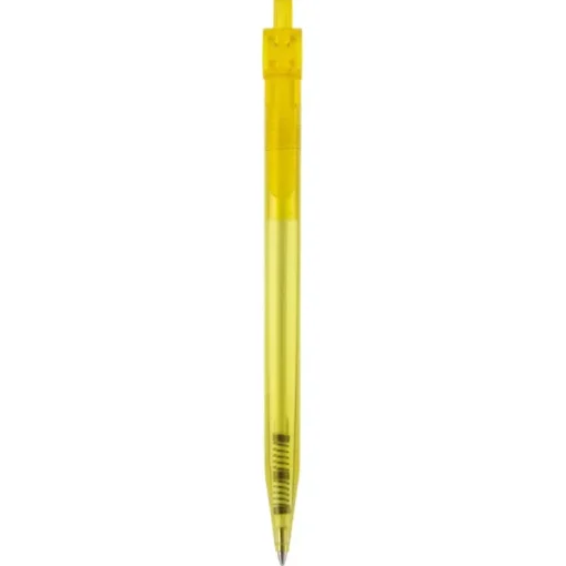 Gift Campaign Penna in plastica trasparente clip piatta e inchiostro sintetico blu> Penne Di Plastica