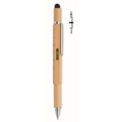 Gift Campaign Penna personalizzata a sfera in bambù multifunzione refill blu Tool> Altri Attrezzi