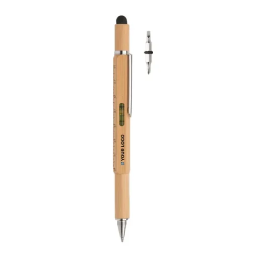 Gift Campaign Penna personalizzata a sfera in bambù multifunzione refill blu Tool> Altri Attrezzi