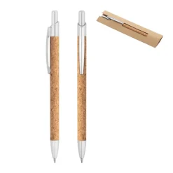Gift Campaign Penna pubblicitaria di sughero con custodia inchiostro blu Natural></noscript> Penne Ecologiche
