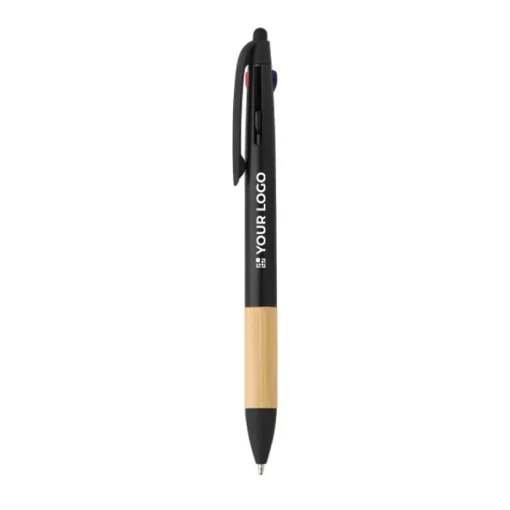 Gift Campaign Penna touch con impugnatura in bambù ed inchiostro blu, rosso e nero> Penne Touch|Penne Di Plastica