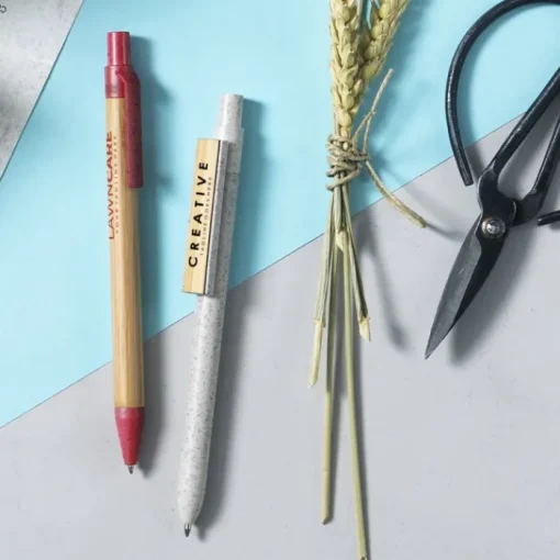 Gift Campaign Penne a scatto personalizzate ecologiche inchiostro blu Wheat Straw> Penne Ecologiche
