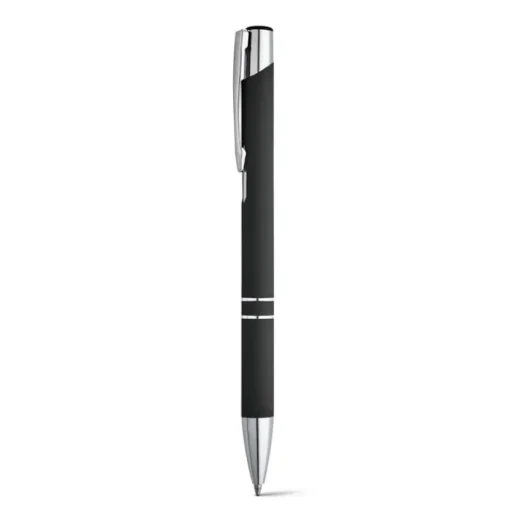 Gift Campaign Penne personalizzate con logo corpo di gomma inchiostro nero Glober> Penne In Metallo