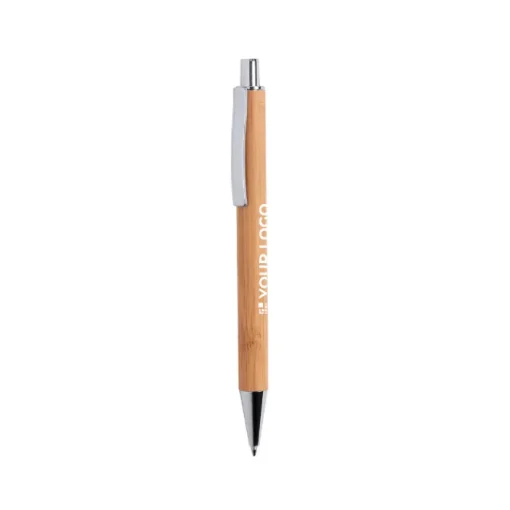 Gift Campaign Penne promozionali con clip in metallo inchiostro blu Bamboo Nature> Penne Ecologiche