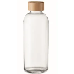 Gift Campaign Piccola bottiglia di vetro con tappo in bambù 650ml Pure Glass> Borracce In Vetro