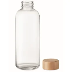 Gift Campaign Piccola bottiglia di vetro con tappo in bambù 650ml Pure Glass> Borracce In Vetro