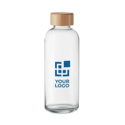 Gift Campaign Piccola bottiglia di vetro con tappo in bambù 650ml Pure Glass> Borracce In Vetro