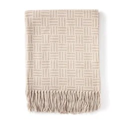 Gift Campaign Plaid jacquard con logo, motivo geometrico e frange Geometric Comfort> Coperte