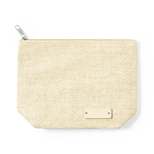 Gift Campaign Pochette con logo in materiale sintetico con placca in legno Trip> Pochette Personalizzate