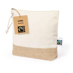 Gift Campaign Pochette in 100% cotone Fairtrade con base in iuta laminato> Pochette Personalizzate