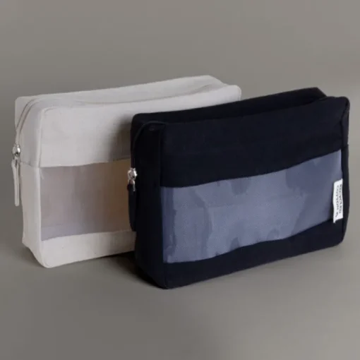 Gift Campaign Pochette in canvas riciclato con rete frontale da 320g/m2> Pochette Personalizzate