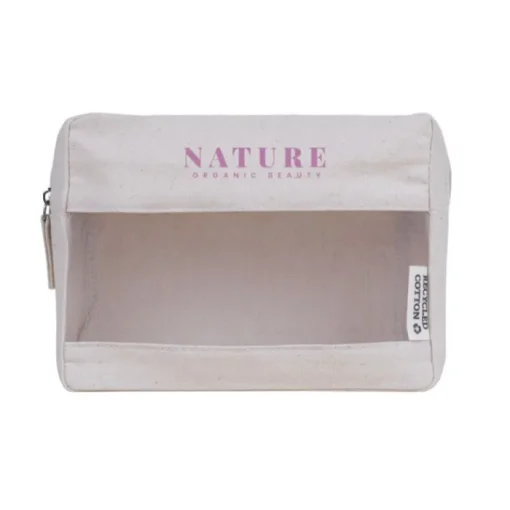 Gift Campaign Pochette in canvas riciclato con rete frontale da 320g/m2> Pochette Personalizzate