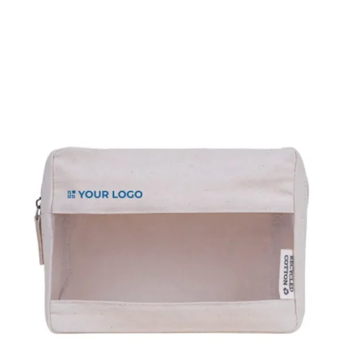 Gift Campaign Pochette in canvas riciclato con rete frontale da 320g/m2> Pochette Personalizzate