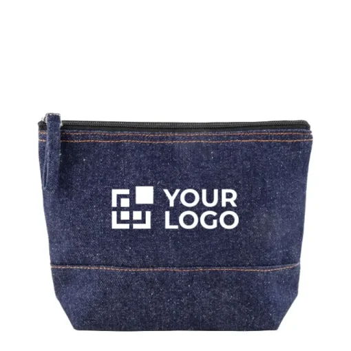 Gift Campaign Pochette in cotone da 240 g/m2 e denim riciclato con tiretto abbinato> Pochette Personalizzate
