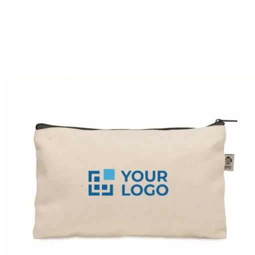 Gift Campaign Pochette in cotone organico da 340g/m² con cerniera colorata> Pochette Personalizzate