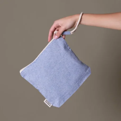 Gift Campaign Pochette in cotone riciclato con manico in corda da 320 g/m2> Pochette Personalizzate