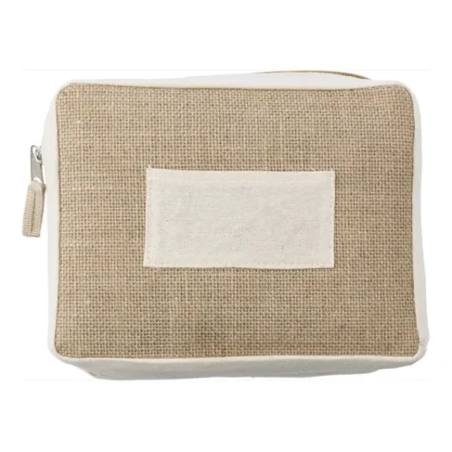 Gift Campaign Pochette in juta con piccola tasca frontale in cotone personalizzabile> Pochette Personalizzate
