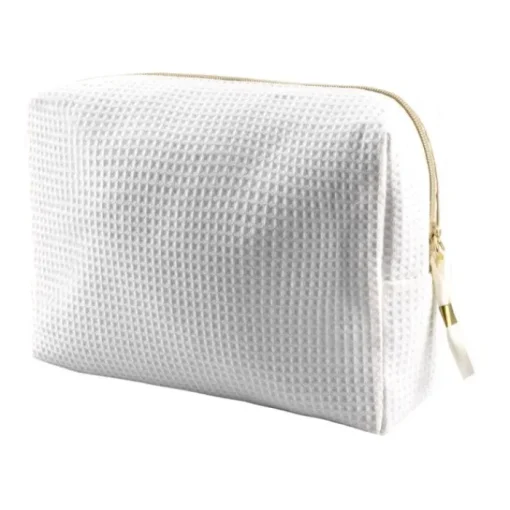 Gift Campaign Pochette in morbido cotone waffle da 240 g/m2 con cerniera dorata> Pochette Personalizzate