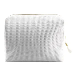 Gift Campaign Pochette in morbido cotone waffle da 240 g/m2 con cerniera dorata> Pochette Personalizzate