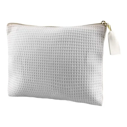 Gift Campaign Pochette in morbido cotone waffle da 240 g/m2 con cerniera dorata> Pochette Personalizzate