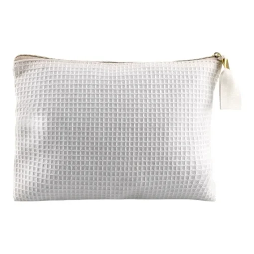 Gift Campaign Pochette in morbido cotone waffle da 240 g/m2 con cerniera dorata> Pochette Personalizzate