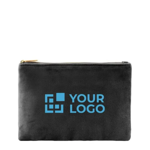 Gift Campaign Pochette in tessuto di velluto 280g/m2 con cerniera e tiretto dorati> Pochette Personalizzate